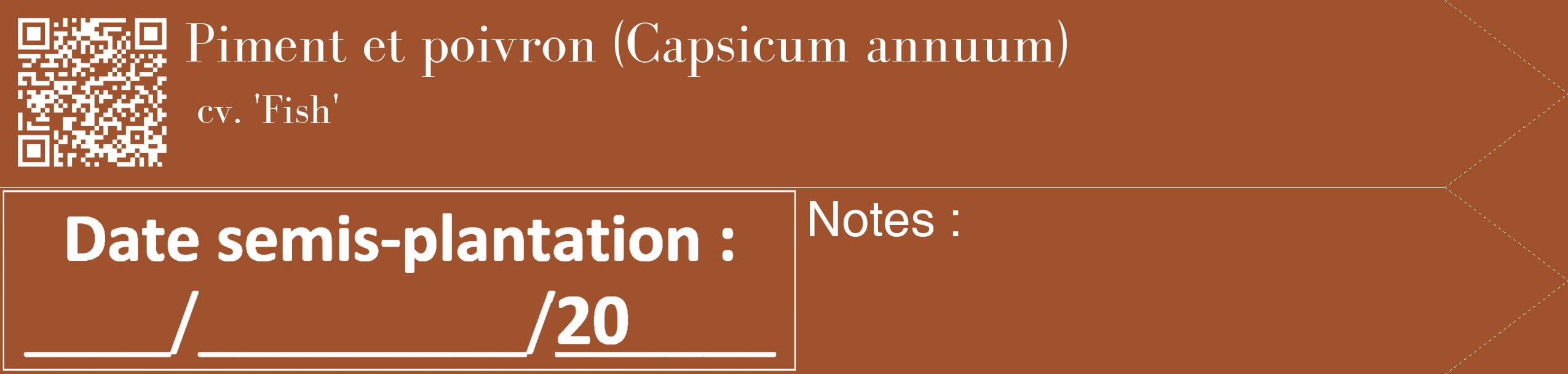 Étiquette de : Capsicum annuum cv. 'Fish' - format c - style blanche32_simple_simplebod avec qrcode et comestibilité