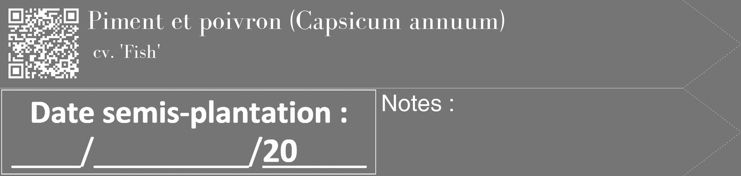 Étiquette de : Capsicum annuum cv. 'Fish' - format c - style blanche5_simple_simplebod avec qrcode et comestibilité