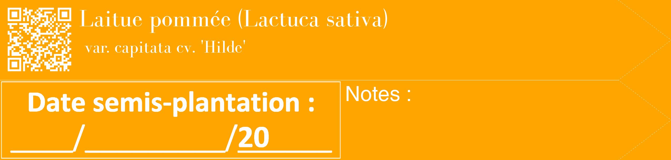 Étiquette de : Lactuca sativa var. capitata cv. 'Hilde' - format c - style blanche22_simple_simplebod avec qrcode et comestibilité