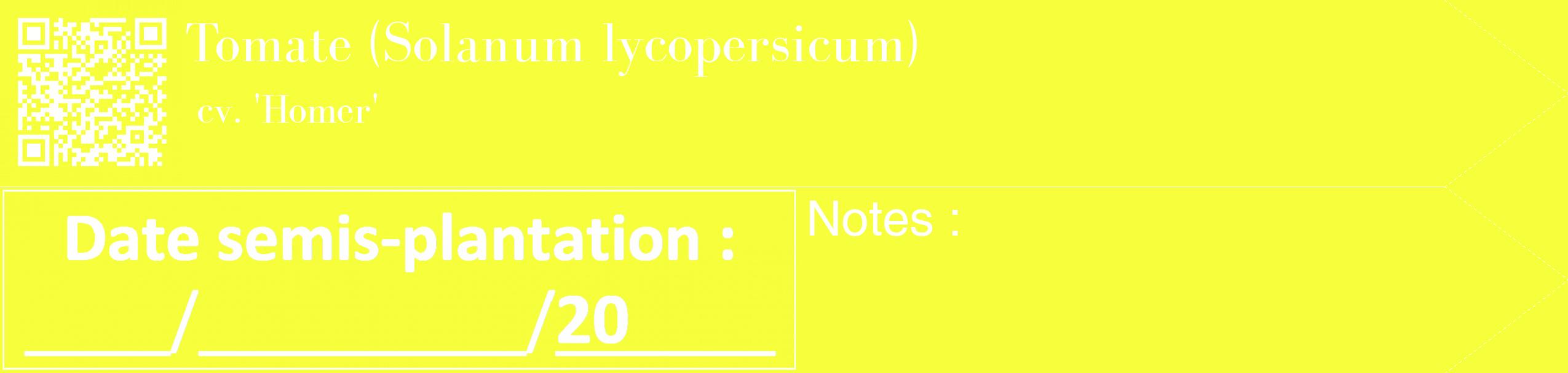 Étiquette de : Solanum lycopersicum cv. 'Homer' - format c - style blanche18_simple_simplebod avec qrcode et comestibilité