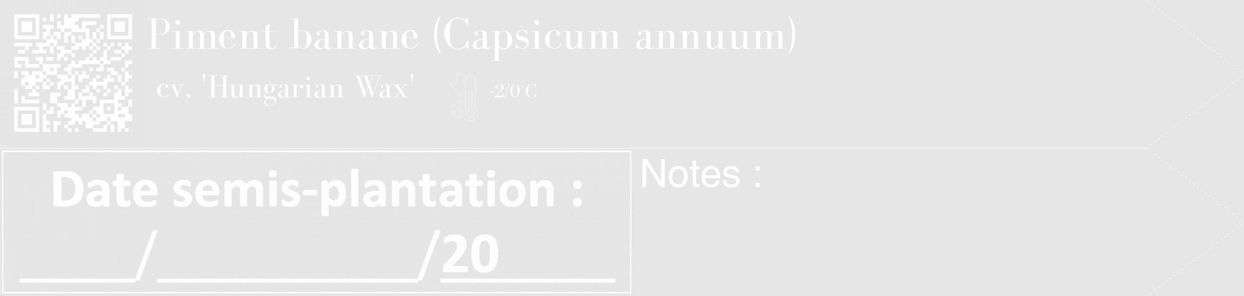 Étiquette de : Capsicum annuum cv. 'Hungarian Wax' - format c - style blanche18_simple_simplebod avec qrcode et comestibilité