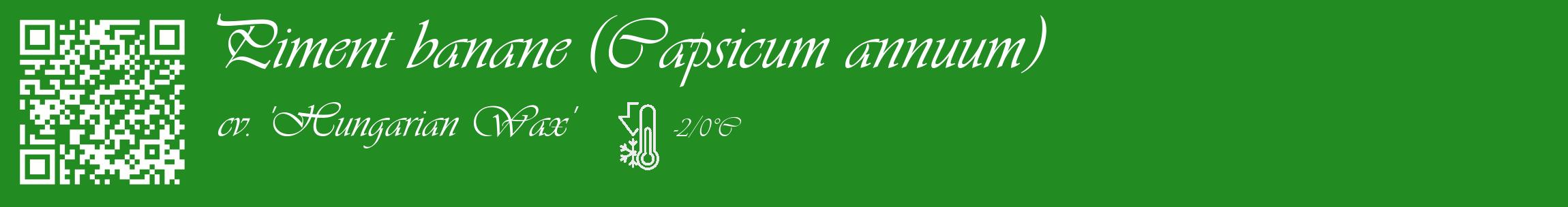 Étiquette de : Capsicum annuum cv. 'Hungarian Wax' - format c - style blanche10_basique_basiqueviv avec qrcode et comestibilité