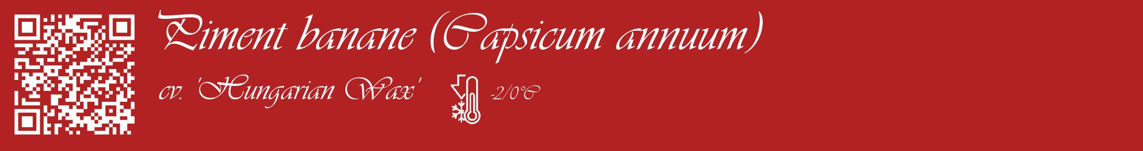 Étiquette de : Capsicum annuum cv. 'Hungarian Wax' - format c - style blanche28_basique_basiqueviv avec qrcode et comestibilité