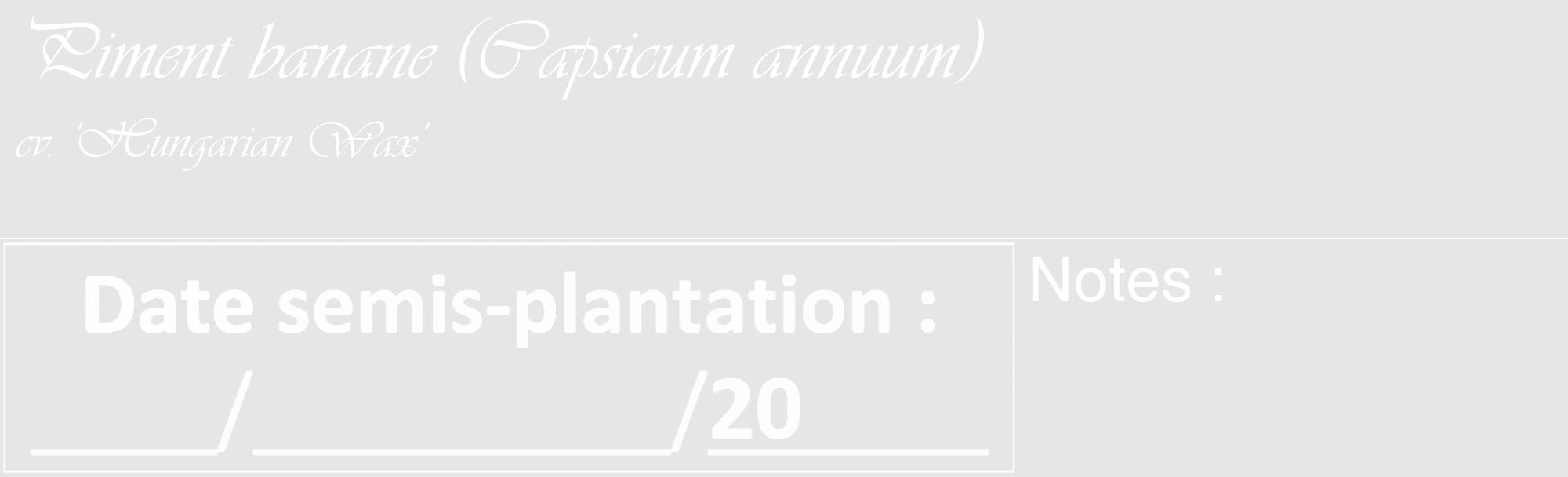 Étiquette de : Capsicum annuum cv. 'Hungarian Wax' - format c - style blanche18_basique_basiqueviv avec comestibilité