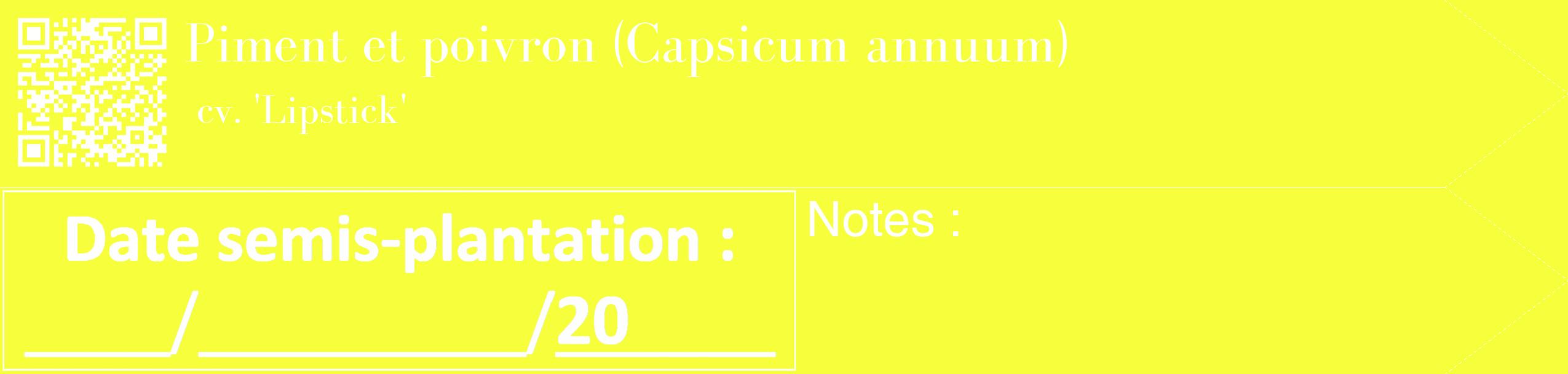 Étiquette de : Capsicum annuum cv. 'Lipstick' - format c - style blanche18_simple_simplebod avec qrcode et comestibilité