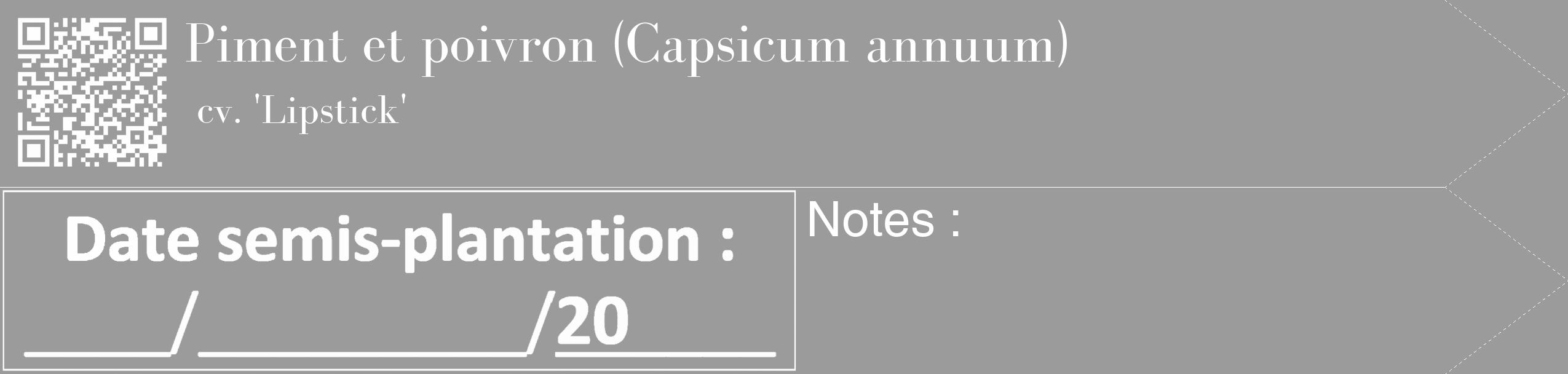 Étiquette de : Capsicum annuum cv. 'Lipstick' - format c - style blanche52_simple_simplebod avec qrcode et comestibilité