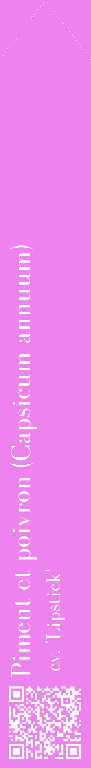 Étiquette de : Capsicum annuum cv. 'Lipstick' - format c - style blanche53_simplebod avec qrcode et comestibilité