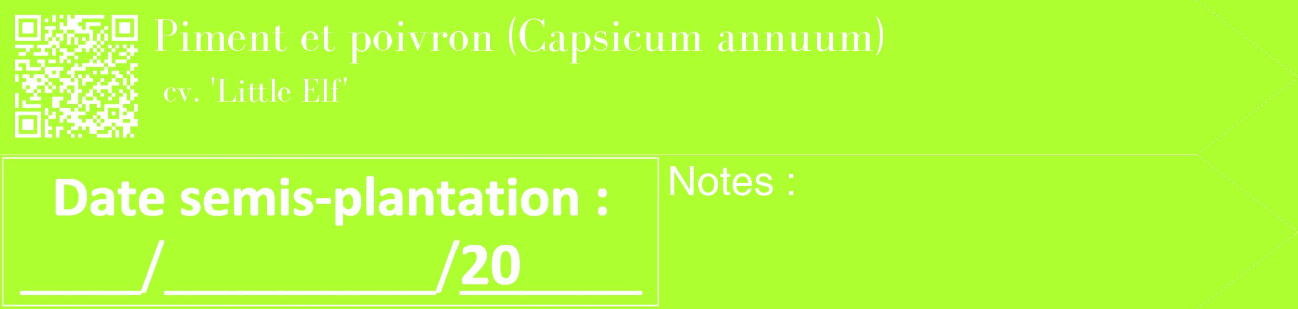Étiquette de : Capsicum annuum cv. 'Little Elf' - format c - style blanche17_simple_simplebod avec qrcode et comestibilité