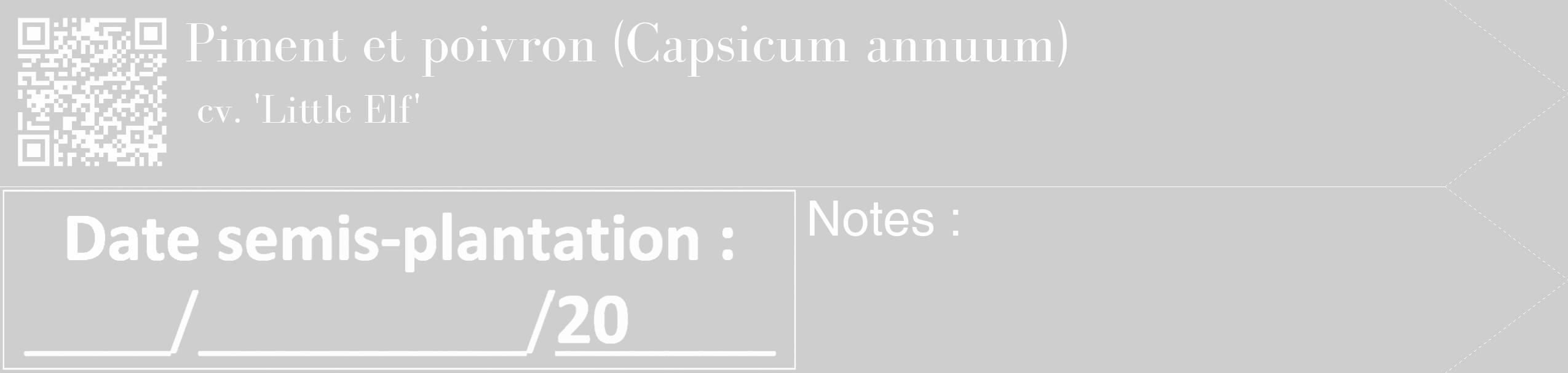 Étiquette de : Capsicum annuum cv. 'Little Elf' - format c - style blanche17_simple_simplebod avec qrcode et comestibilité