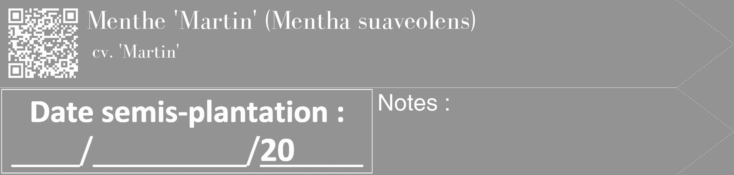 Étiquette de : Mentha suaveolens cv. 'Martin' - format c - style blanche44_simple_simplebod avec qrcode et comestibilité