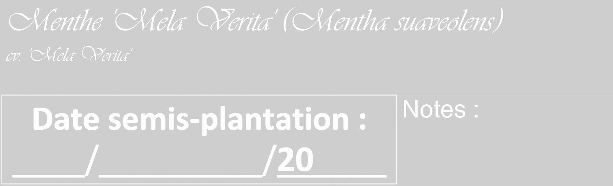 Étiquette de : Mentha suaveolens cv. 'Mela Verita' - format c - style blanche17_basique_basiqueviv avec comestibilité