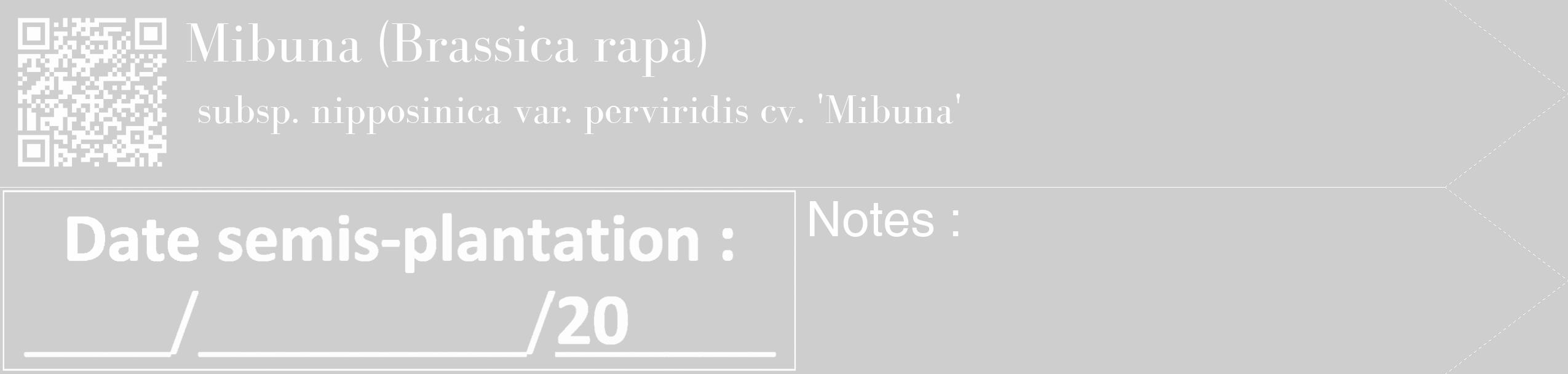 Étiquette de : Brassica rapa subsp. nipposinica var. perviridis cv. 'Mibuna' - format c - style blanche17_simple_simplebod avec qrcode et comestibilité