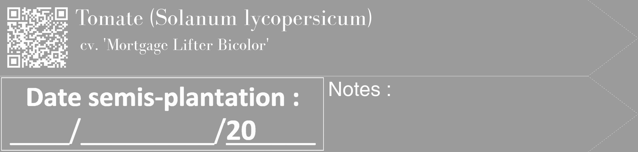 Étiquette de : Solanum lycopersicum cv. 'Mortgage Lifter Bicolor' - format c - style blanche52_simple_simplebod avec qrcode et comestibilité