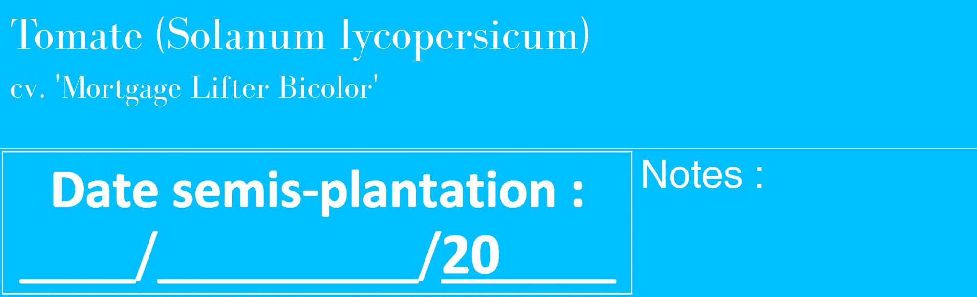 Étiquette de : Solanum lycopersicum cv. 'Mortgage Lifter Bicolor' - format c - style blanche2_basique_basiquebod avec comestibilité