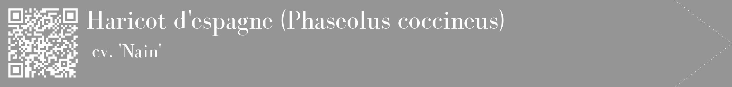 Étiquette de : Phaseolus coccineus cv. 'Nain' - format c - style blanche16_simple_simplebod avec qrcode et comestibilité