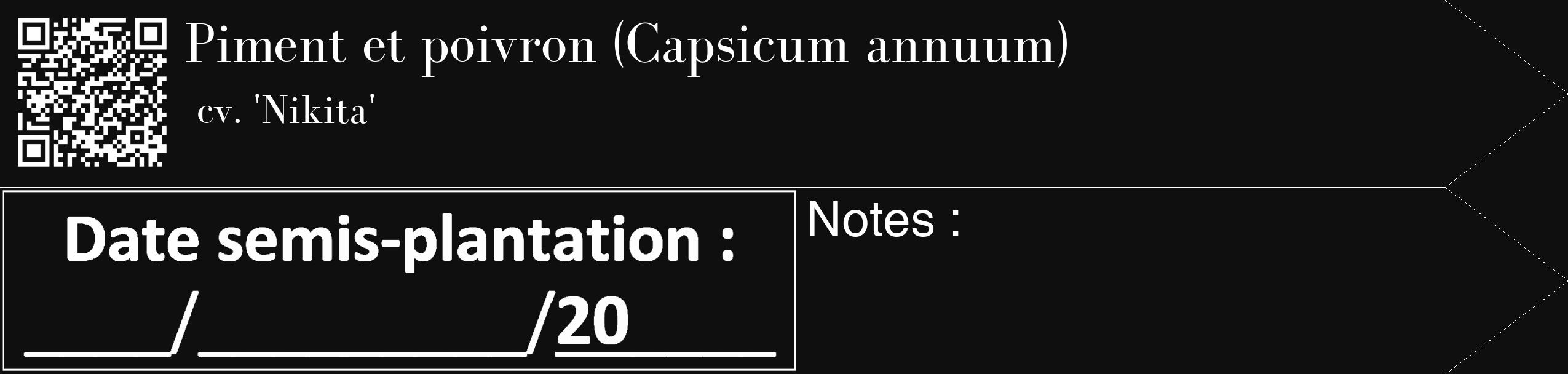 Étiquette de : Capsicum annuum cv. 'Nikita' - format c - style blanche7_simple_simplebod avec qrcode et comestibilité