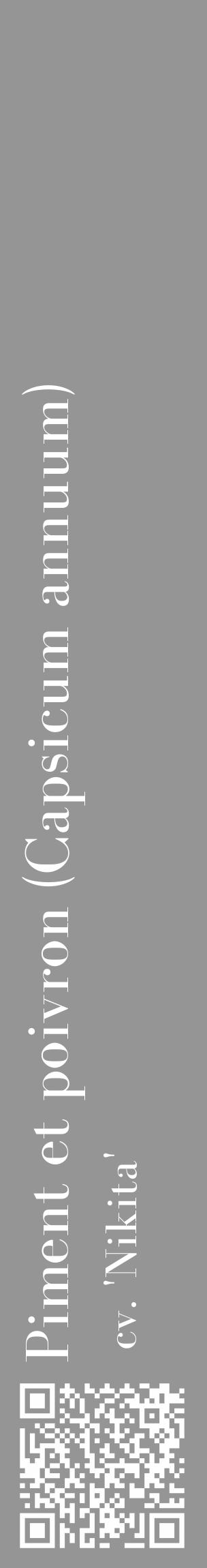 Étiquette de : Capsicum annuum cv. 'Nikita' - format c - style blanche16_basique_basiquebod avec qrcode et comestibilité - position verticale