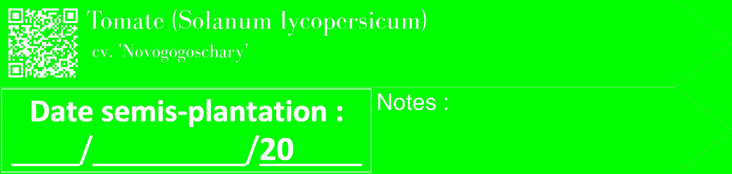 Étiquette de : Solanum lycopersicum cv. 'Novogogoschary' - format c - style blanche16_simple_simplebod avec qrcode et comestibilité