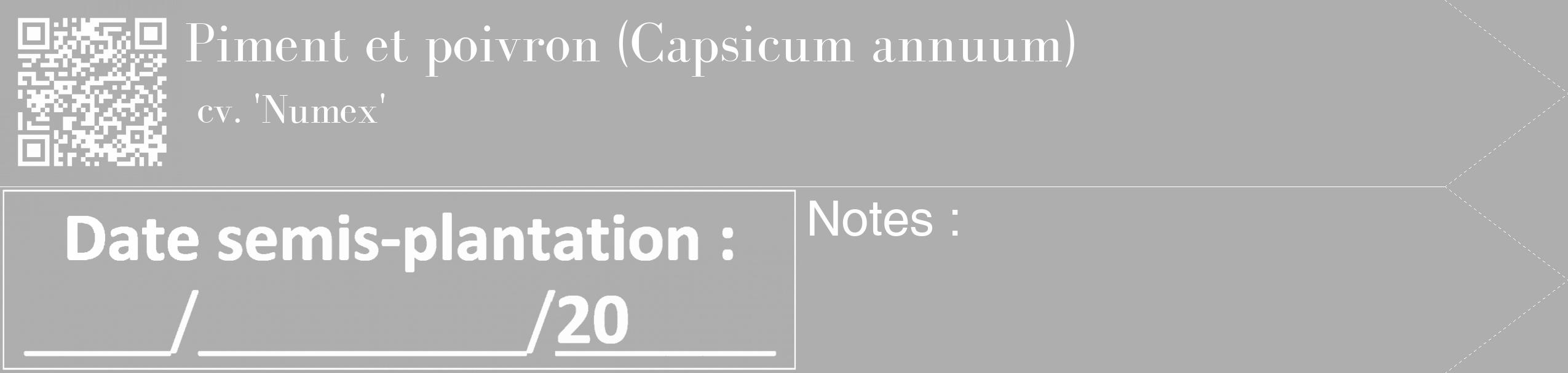 Étiquette de : Capsicum annuum cv. 'Numex' - format c - style blanche53_simple_simplebod avec qrcode et comestibilité
