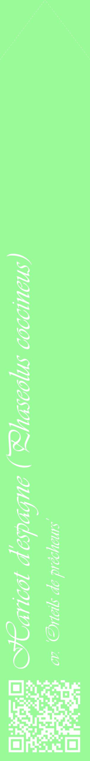 Étiquette de : Phaseolus coccineus cv. 'Orteils de prêcheurs' - format c - style blanche14_simpleviv avec qrcode et comestibilité