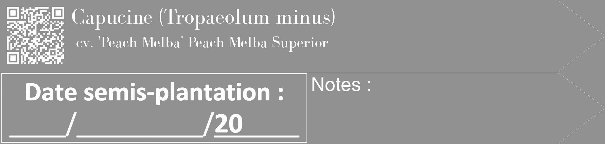 Étiquette de : Tropaeolum minus cv. 'Peach Melba' - format c - style blanche4_simple_simplebod avec qrcode et comestibilité