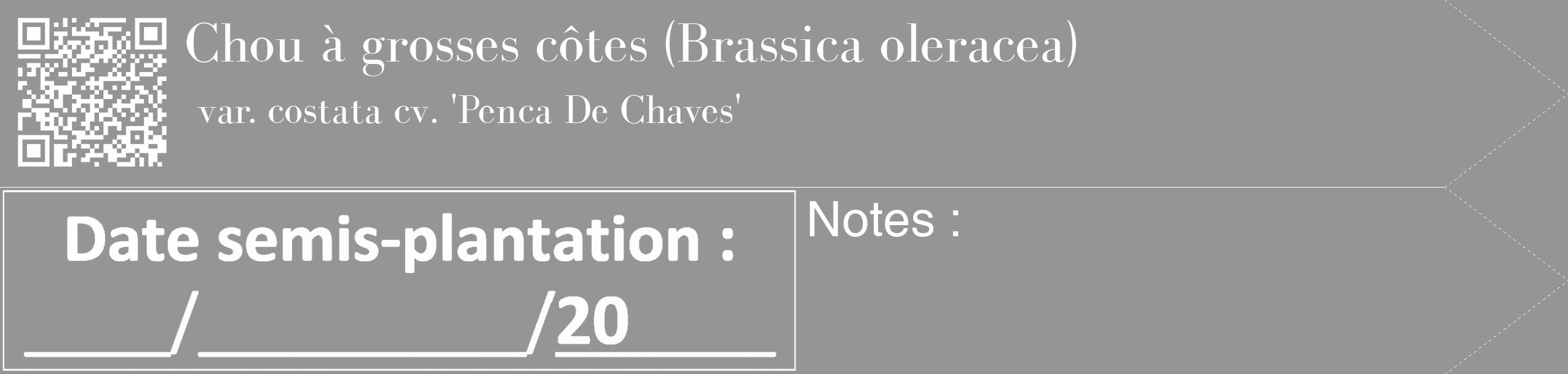 Étiquette de : Brassica oleracea var. costata cv. 'Penca De Chaves' - format c - style blanche16_simple_simplebod avec qrcode et comestibilité