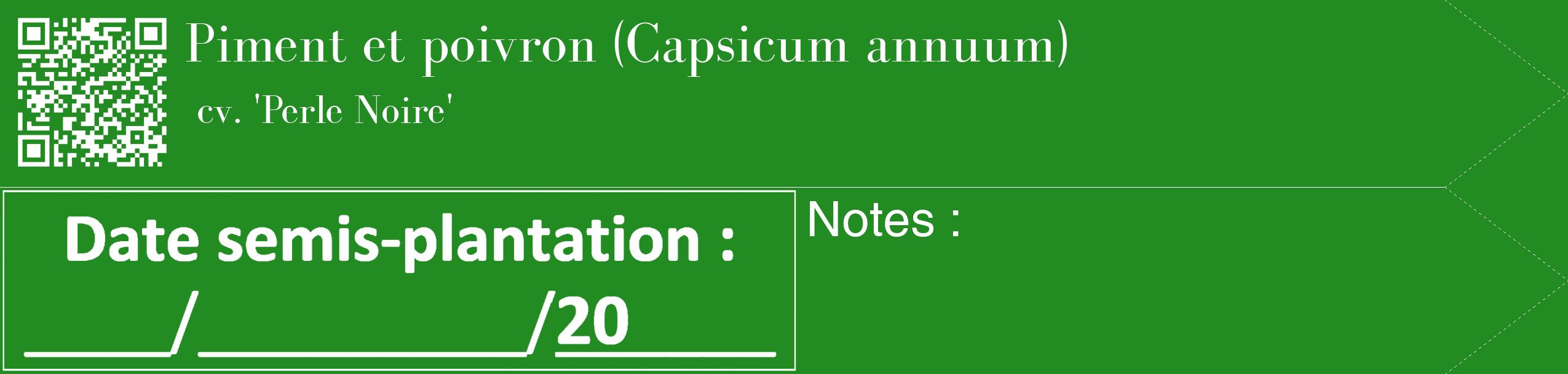 Étiquette de : Capsicum annuum cv. 'Perle Noire' - format c - style blanche10_simple_simplebod avec qrcode et comestibilité