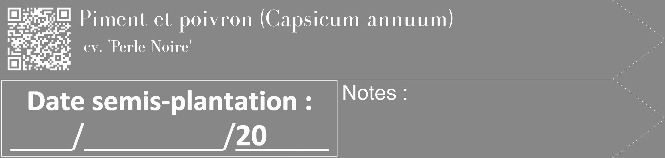 Étiquette de : Capsicum annuum cv. 'Perle Noire' - format c - style blanche12_simple_simplebod avec qrcode et comestibilité