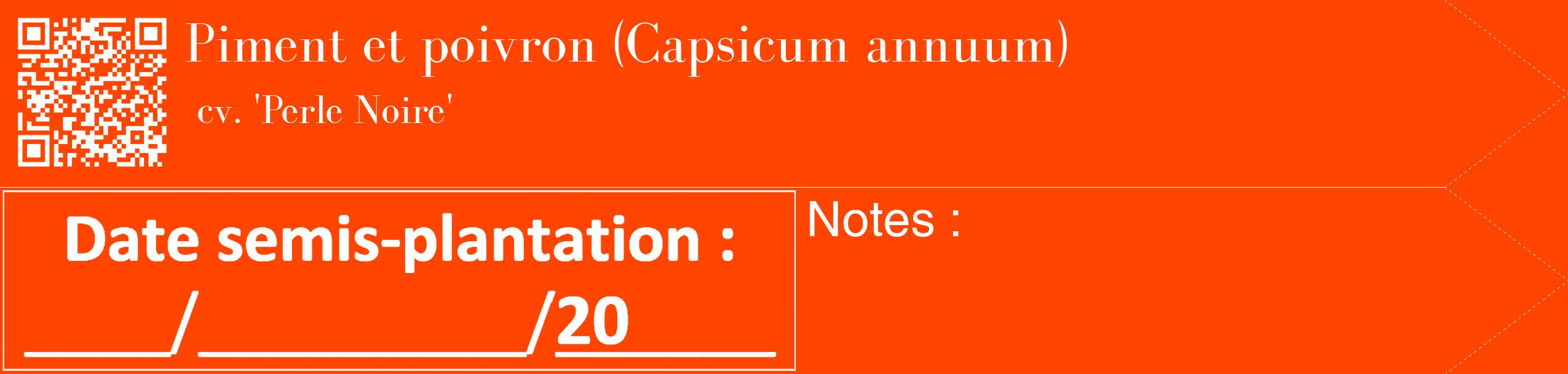 Étiquette de : Capsicum annuum cv. 'Perle Noire' - format c - style blanche26_simple_simplebod avec qrcode et comestibilité