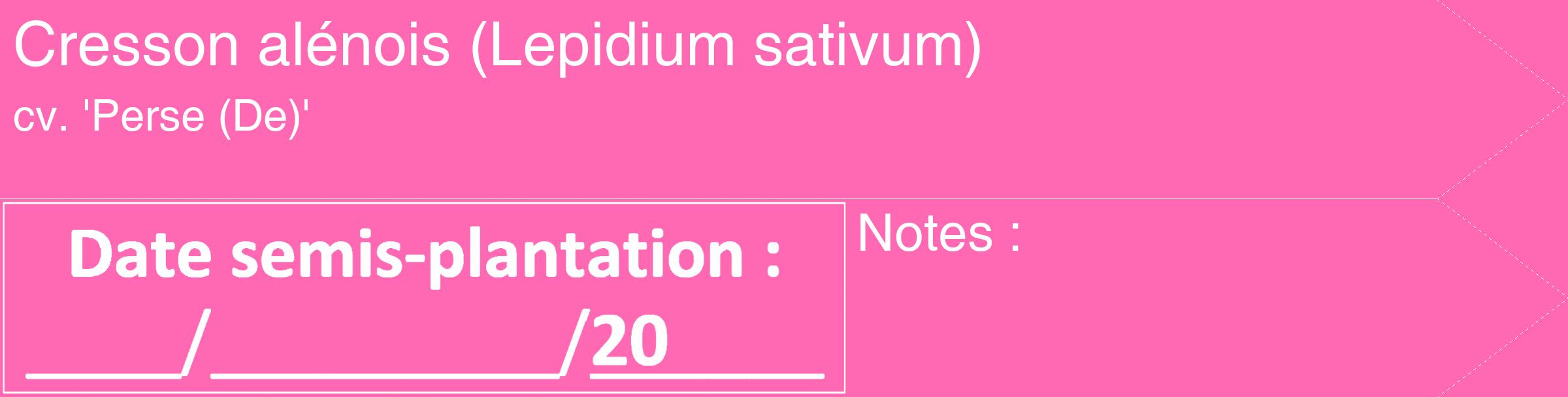 Étiquette de : Lepidium sativum cv. 'Perse (De)' - format c - style blanche42_simple_simplehel avec comestibilité