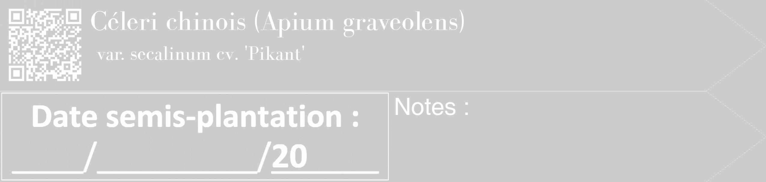 Étiquette de : Apium graveolens var. secalinum cv. 'Pikant' - format c - style blanche41_simple_simplebod avec qrcode et comestibilité