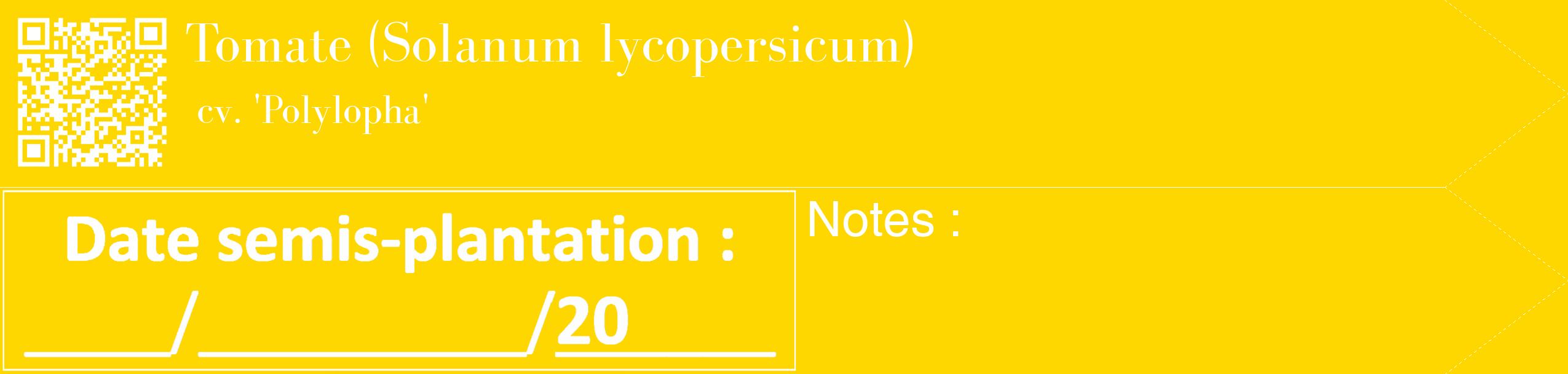 Étiquette de : Solanum lycopersicum cv. 'Polylopha' - format c - style blanche21_simple_simplebod avec qrcode et comestibilité