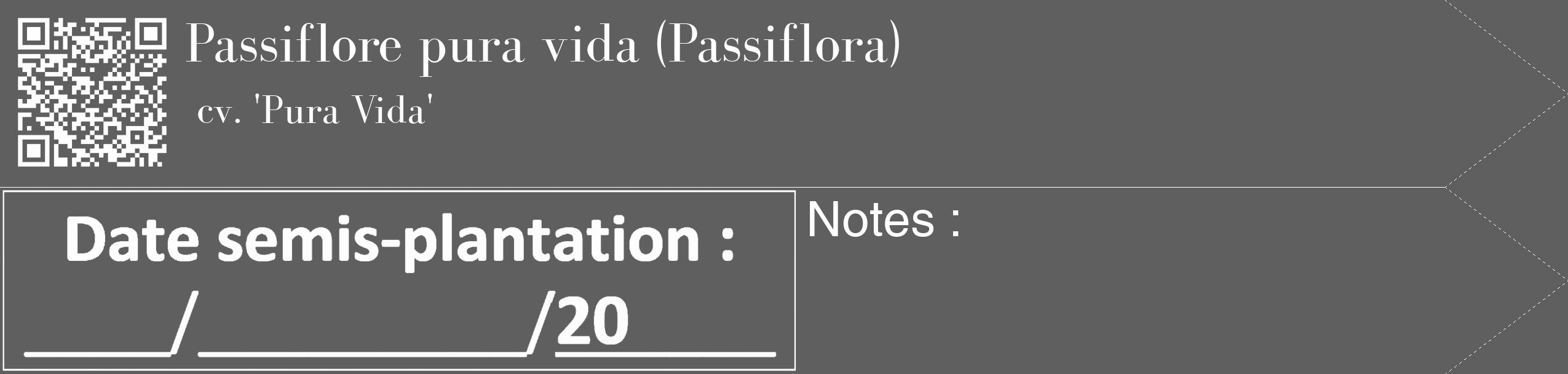 Étiquette de : Passiflora cv. 'Pura Vida' - format c - style blanche10_simple_simplebod avec qrcode et comestibilité