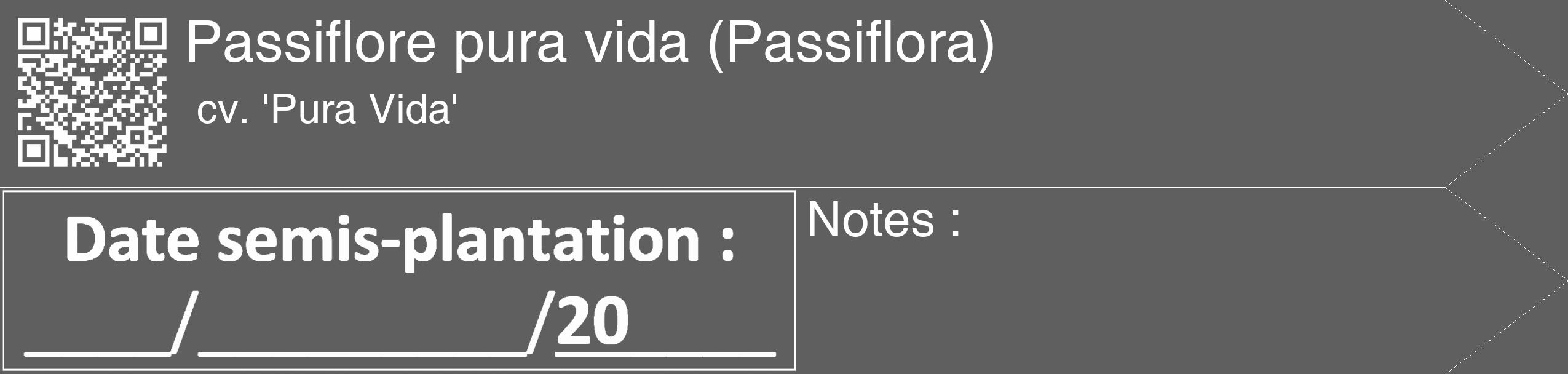 Étiquette de : Passiflora cv. 'Pura Vida' - format c - style blanche10_simple_simplehel avec qrcode et comestibilité