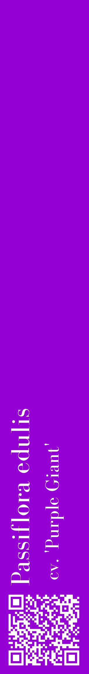 Étiquette de : Passiflora edulis cv. 'Purple Giant' - format c - style blanche48_basiquebod avec qrcode et comestibilité