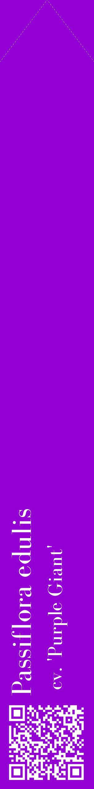 Étiquette de : Passiflora edulis cv. 'Purple Giant' - format c - style blanche48_simplebod avec qrcode et comestibilité