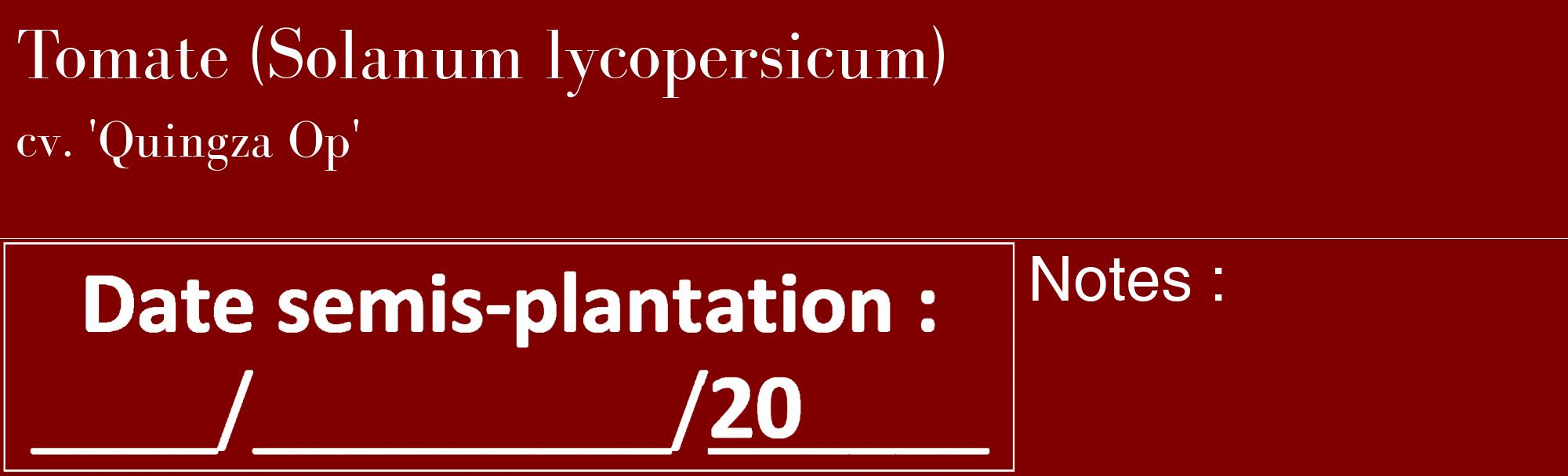 Étiquette de : Solanum lycopersicum cv. 'Quingza Op' - format c - style blanche29_basique_basiquebod avec comestibilité