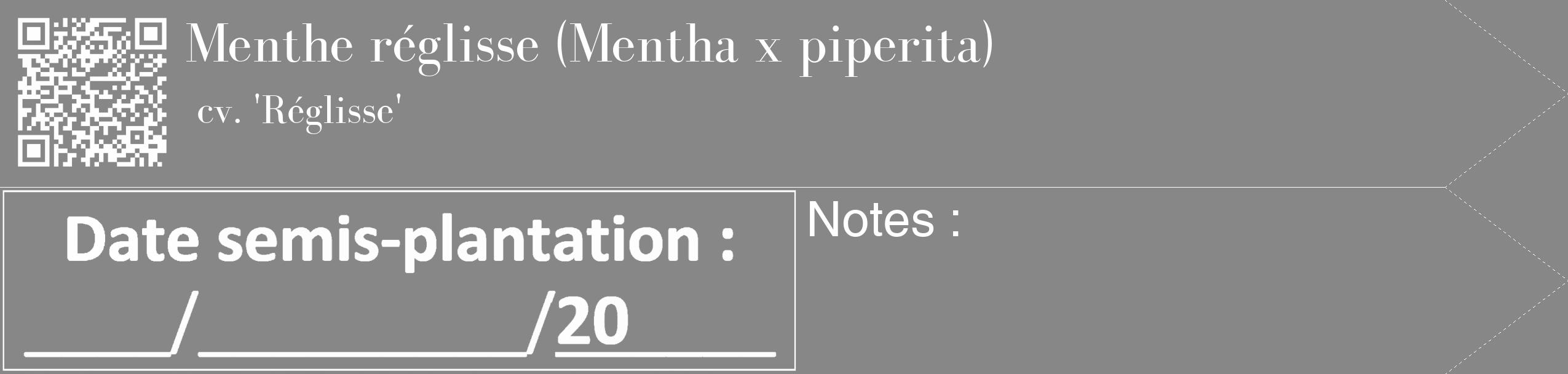Étiquette de : Mentha x piperita cv. 'Réglisse' - format c - style blanche12_simple_simplebod avec qrcode et comestibilité