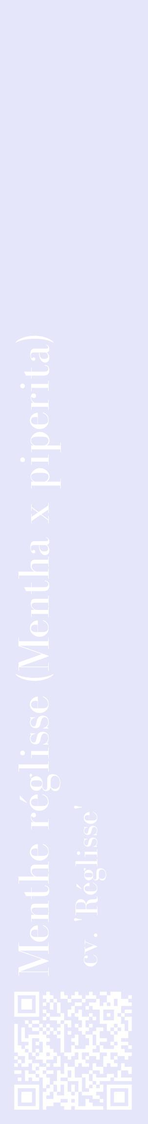 Étiquette de : Mentha x piperita cv. 'Réglisse' - format c - style blanche55_basiquebod avec qrcode et comestibilité
