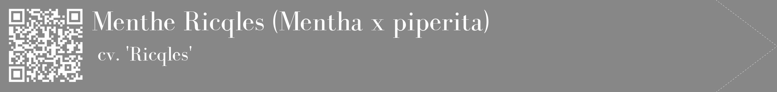 Étiquette de : Mentha x piperita cv. 'Ricqles' - format c - style blanche12_simple_simplebod avec qrcode et comestibilité