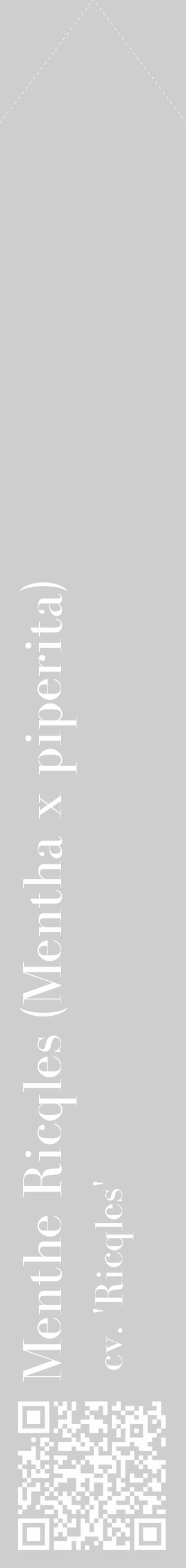 Étiquette de : Mentha x piperita cv. 'Ricqles' - format c - style blanche17_simple_simplebod avec qrcode et comestibilité - position verticale