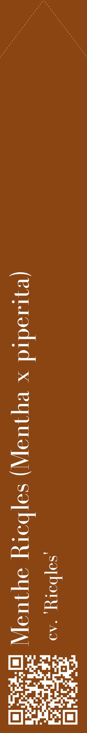 Étiquette de : Mentha x piperita cv. 'Ricqles' - format c - style blanche30_simplebod avec qrcode et comestibilité