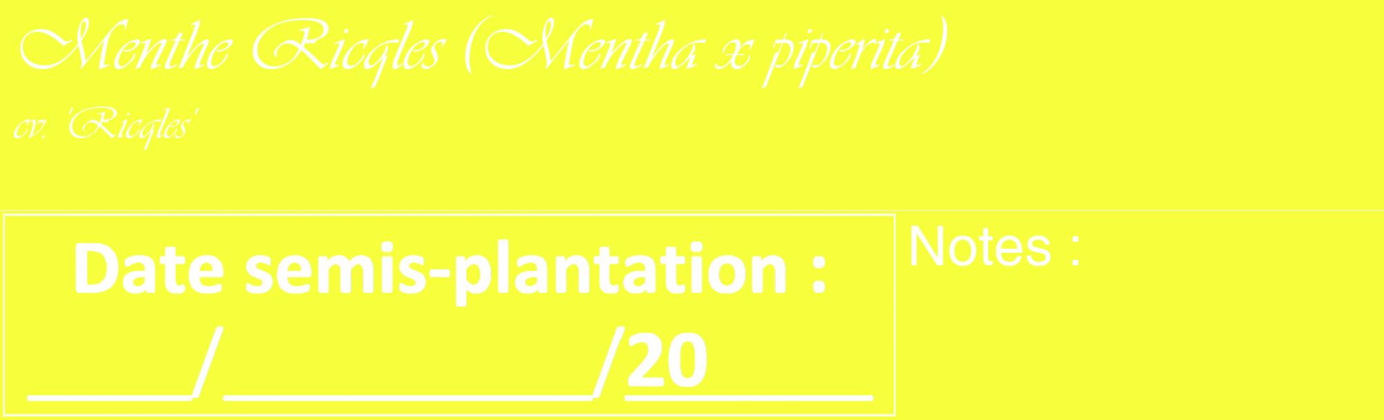 Étiquette de : Mentha x piperita cv. 'Ricqles' - format c - style blanche18_basique_basiqueviv avec comestibilité