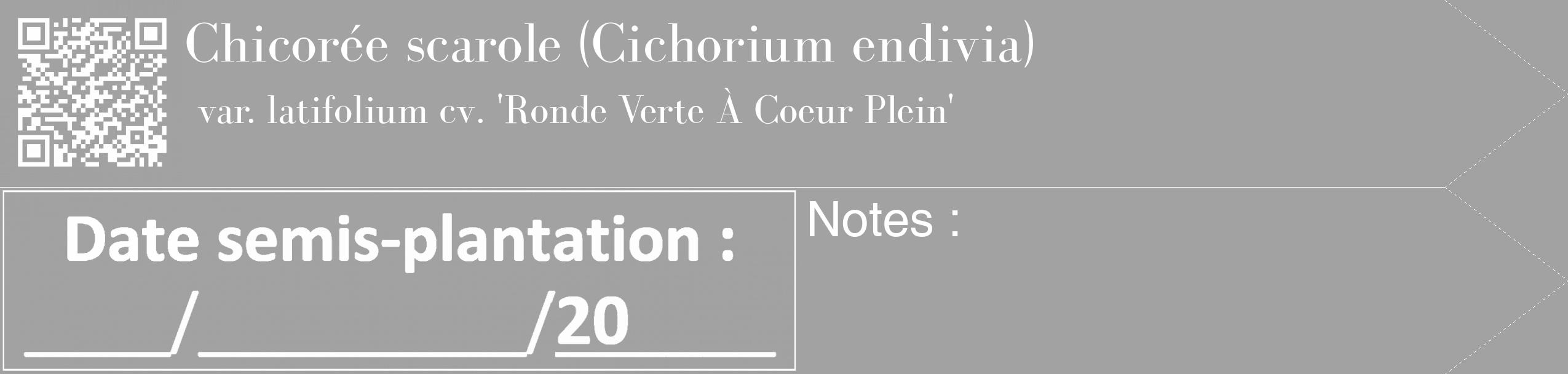 Étiquette de : Cichorium endivia var. latifolium cv. 'Ronde Verte À Coeur Plein' - format c - style blanche38_simple_simplebod avec qrcode et comestibilité