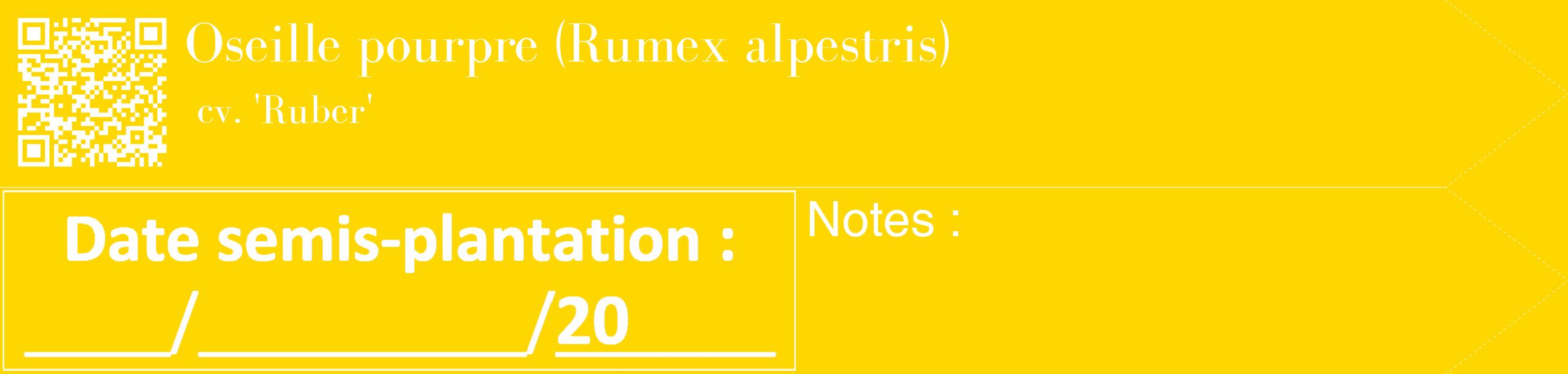 Étiquette de : Rumex alpestris cv. 'Ruber' - format c - style blanche21_simple_simplebod avec qrcode et comestibilité