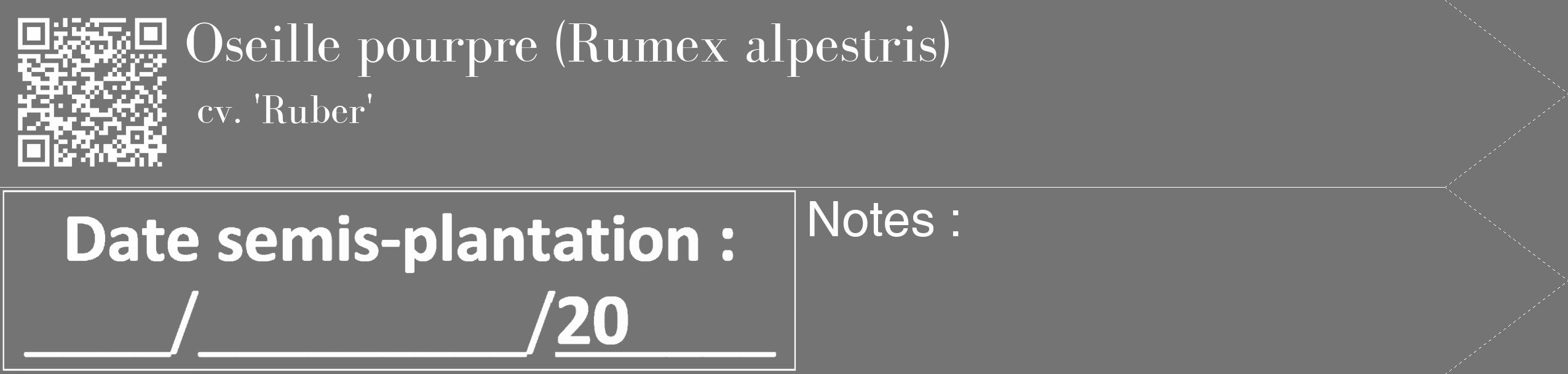Étiquette de : Rumex alpestris cv. 'Ruber' - format c - style blanche26_simple_simplebod avec qrcode et comestibilité
