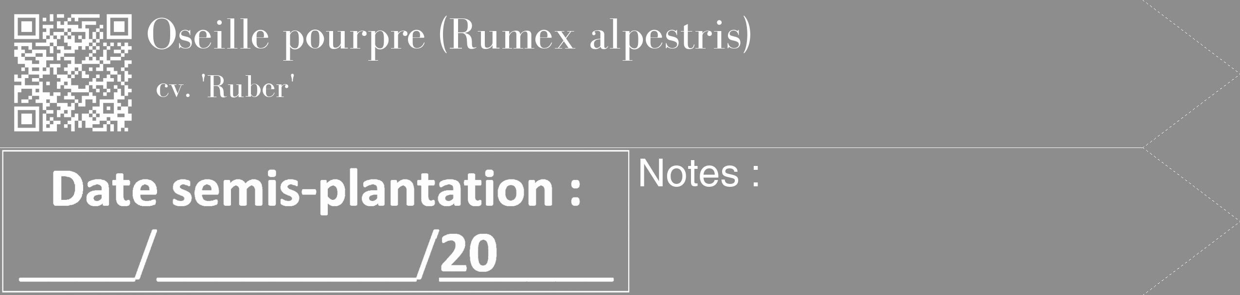 Étiquette de : Rumex alpestris cv. 'Ruber' - format c - style blanche2_simple_simplebod avec qrcode et comestibilité