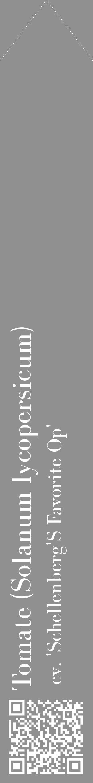 Étiquette de : Solanum lycopersicum cv. 'Schellenberg'S Favorite Op' - format c - style blanche4_simple_simplebod avec qrcode et comestibilité - position verticale