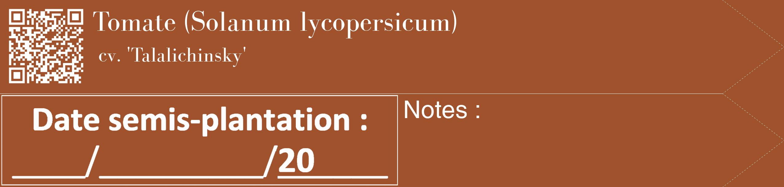 Étiquette de : Solanum lycopersicum cv. 'Talalichinsky' - format c - style blanche32_simple_simplebod avec qrcode et comestibilité