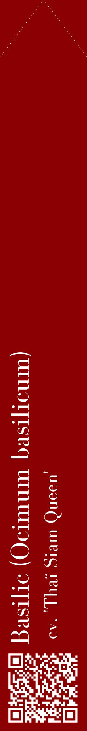 Étiquette de : Ocimum basilicum cv. 'Thaï Siam Queen' - format c - style blanche34_simplebod avec qrcode et comestibilité